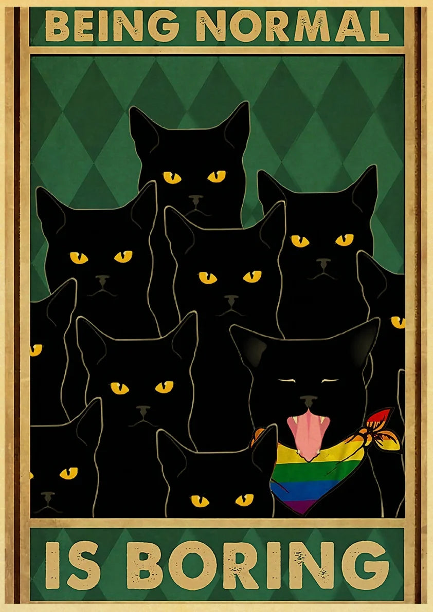 Black Cat Vintage Poster 42x30cm