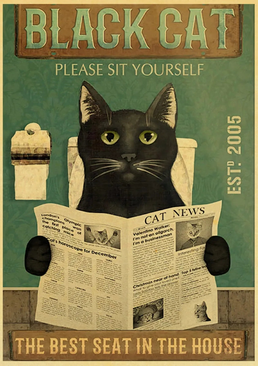 Black Cat Vintage Poster 42x30cm