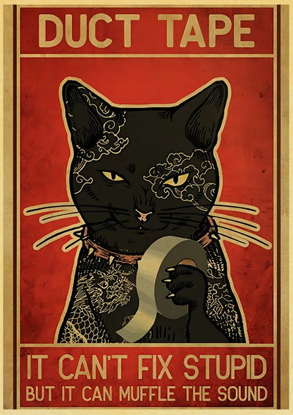 Black Cat Vintage Poster 42x30cm