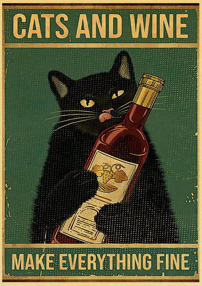 Black Cat Vintage Poster 42x30cm