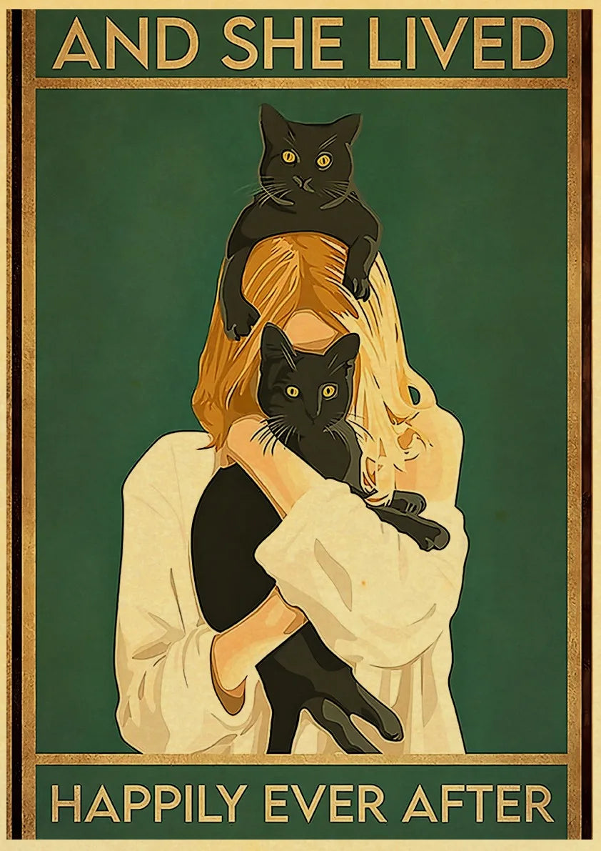 Black Cat Vintage Poster 42x30cm