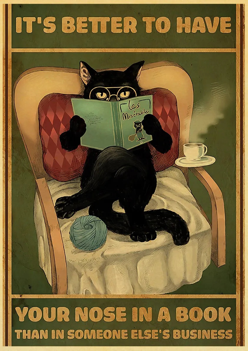 Black Cat Vintage Poster 42x30cm