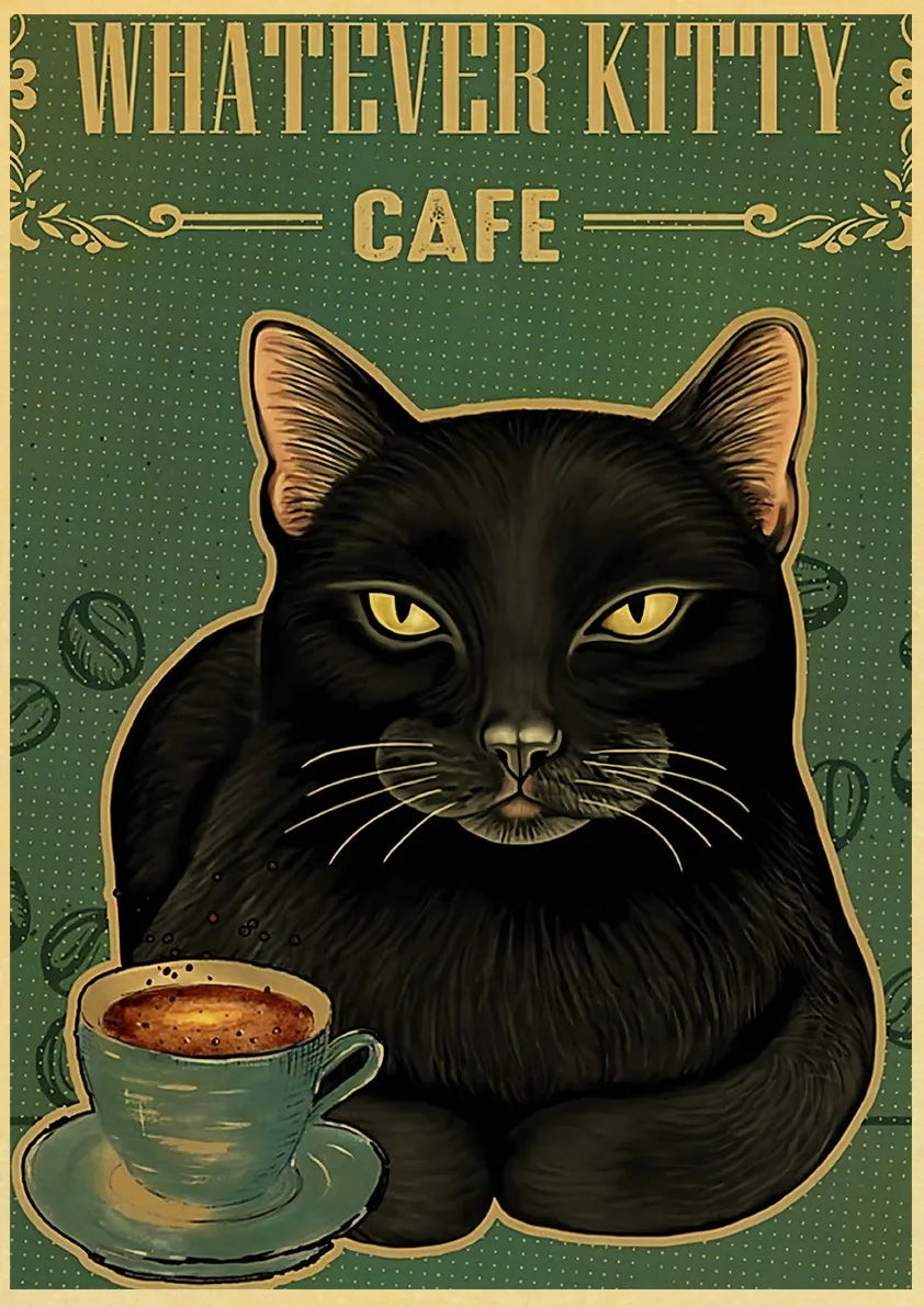 Black Cat Vintage Poster 42x30cm