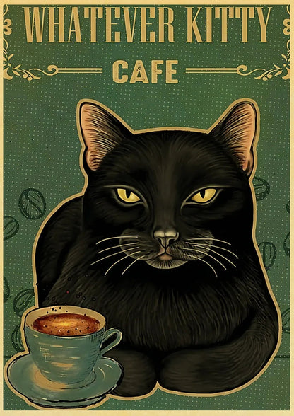 Black Cat Vintage Poster 42x30cm