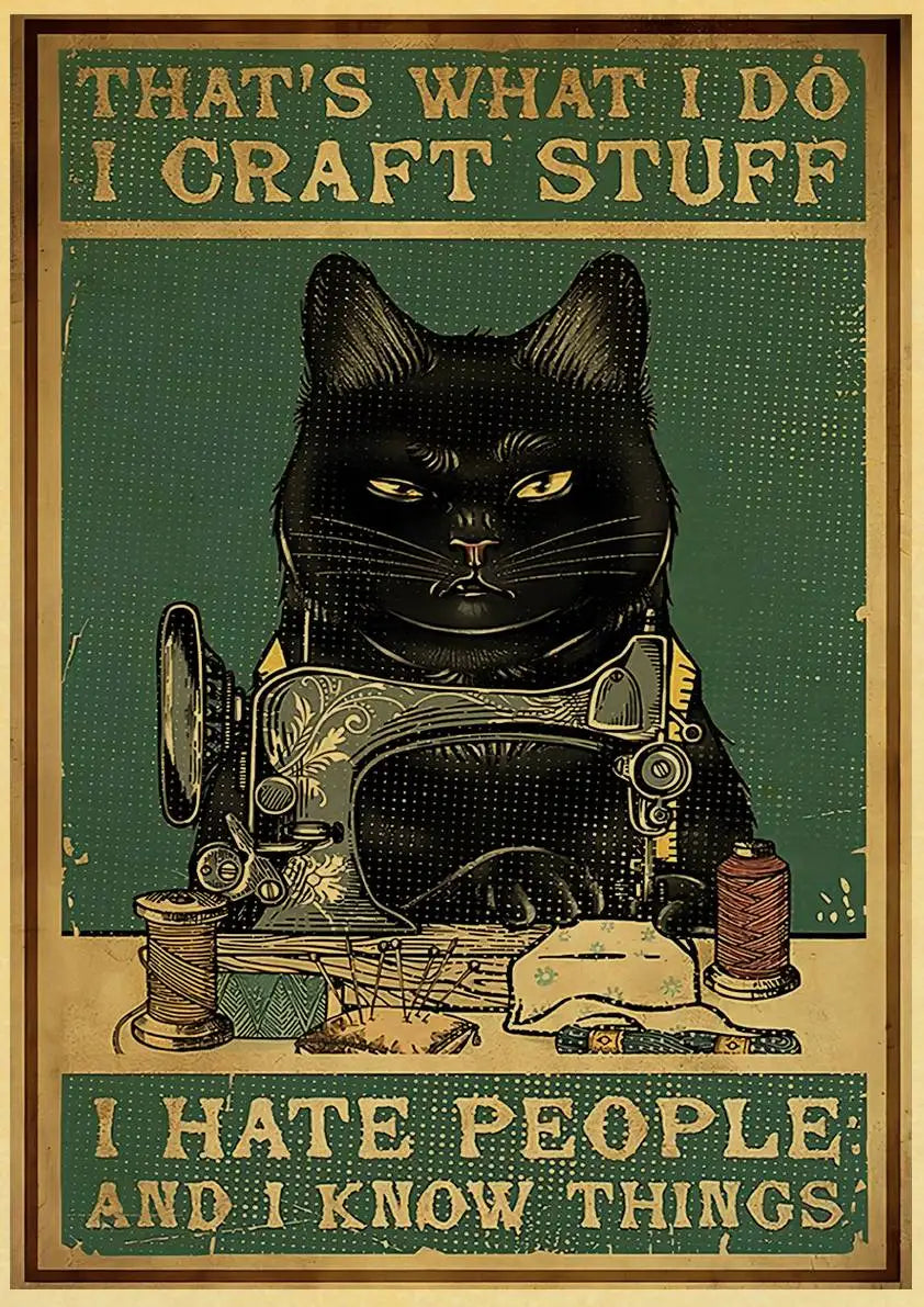 Black Cat Vintage Poster 42x30cm