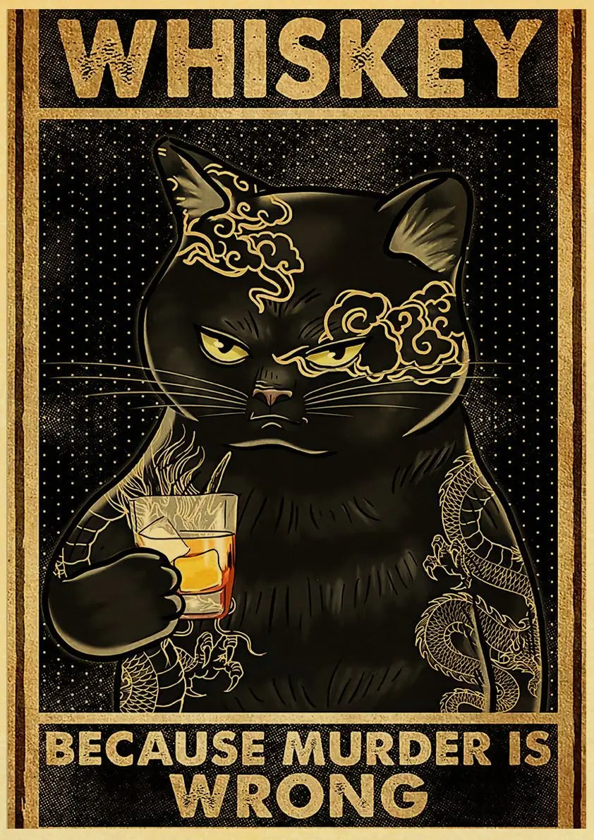 Black Cat Vintage Poster 42x30cm