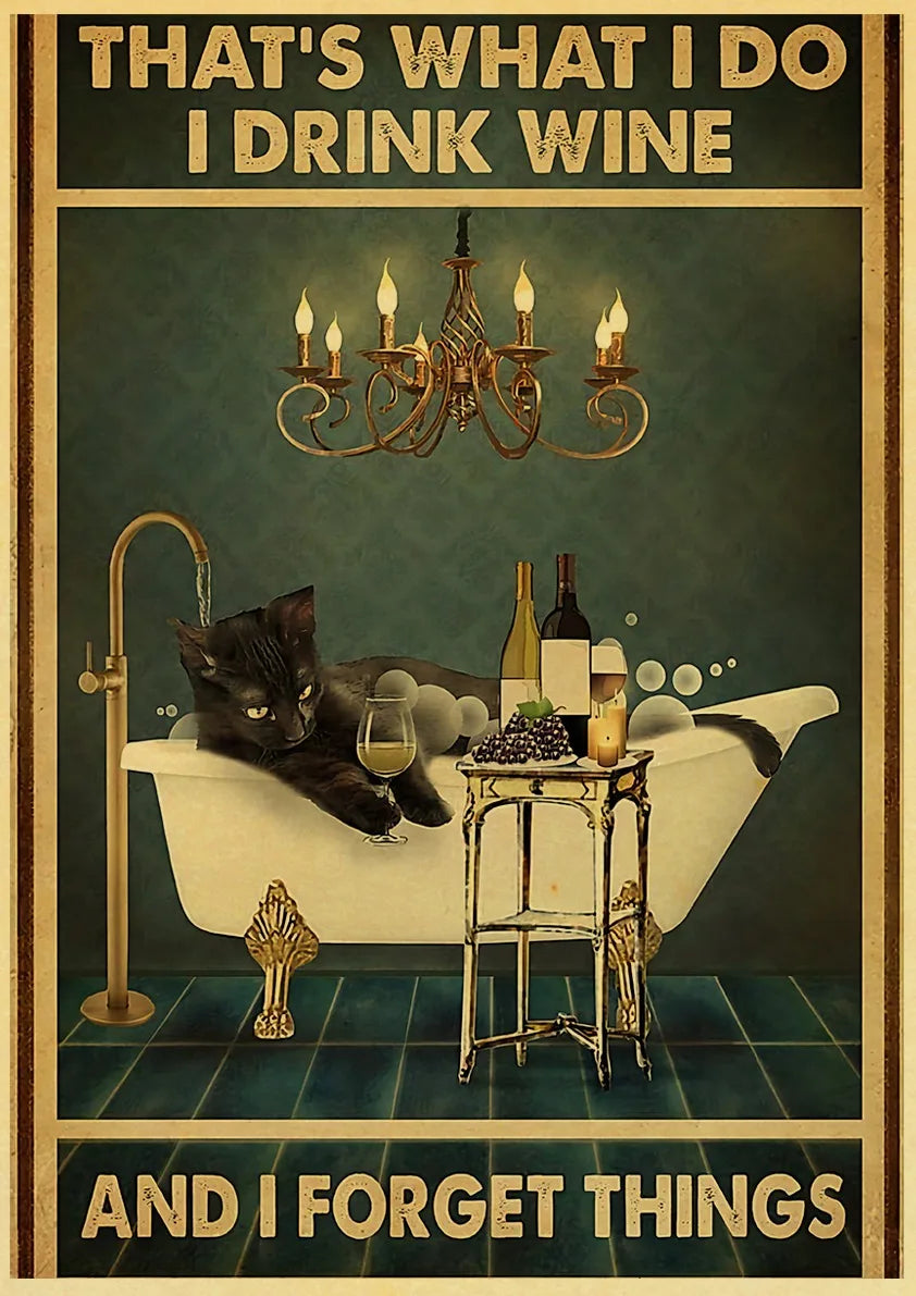 Black Cat Vintage Poster 42x30cm