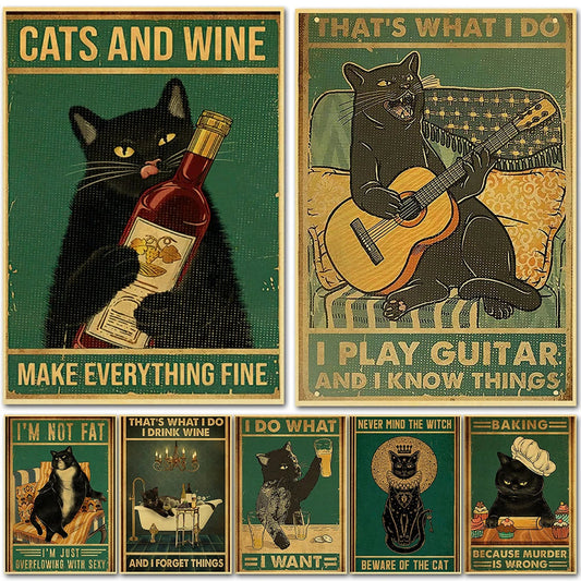 Black Cat Vintage Poster 42x30cm