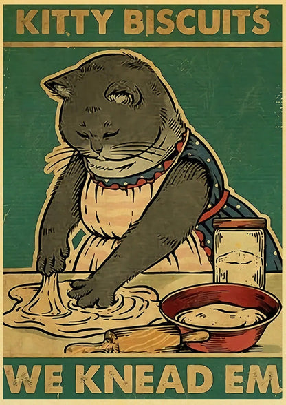 Black Drink Cat Vintage Poster 42x30 cm