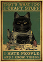 Black Drink Cat Vintage Poster 42x30 cm