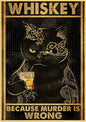 Black Drink Cat Vintage Poster 42x30 cm