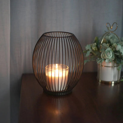 Black Iron Geometric Candle Holder