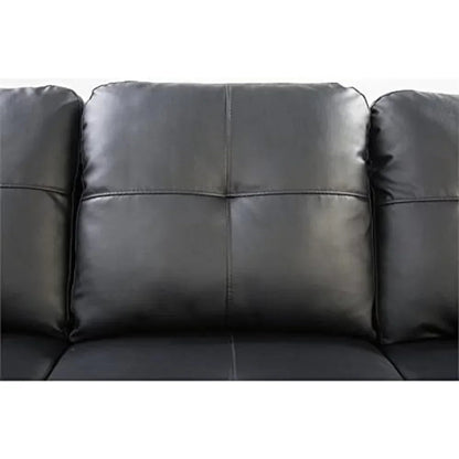 Black L-Shaped PU Leather Sofa