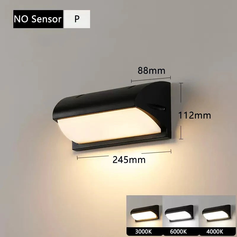 Black Motion Sensor LED Wall Light