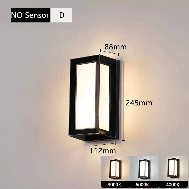 Black Motion Sensor LED Wall Light