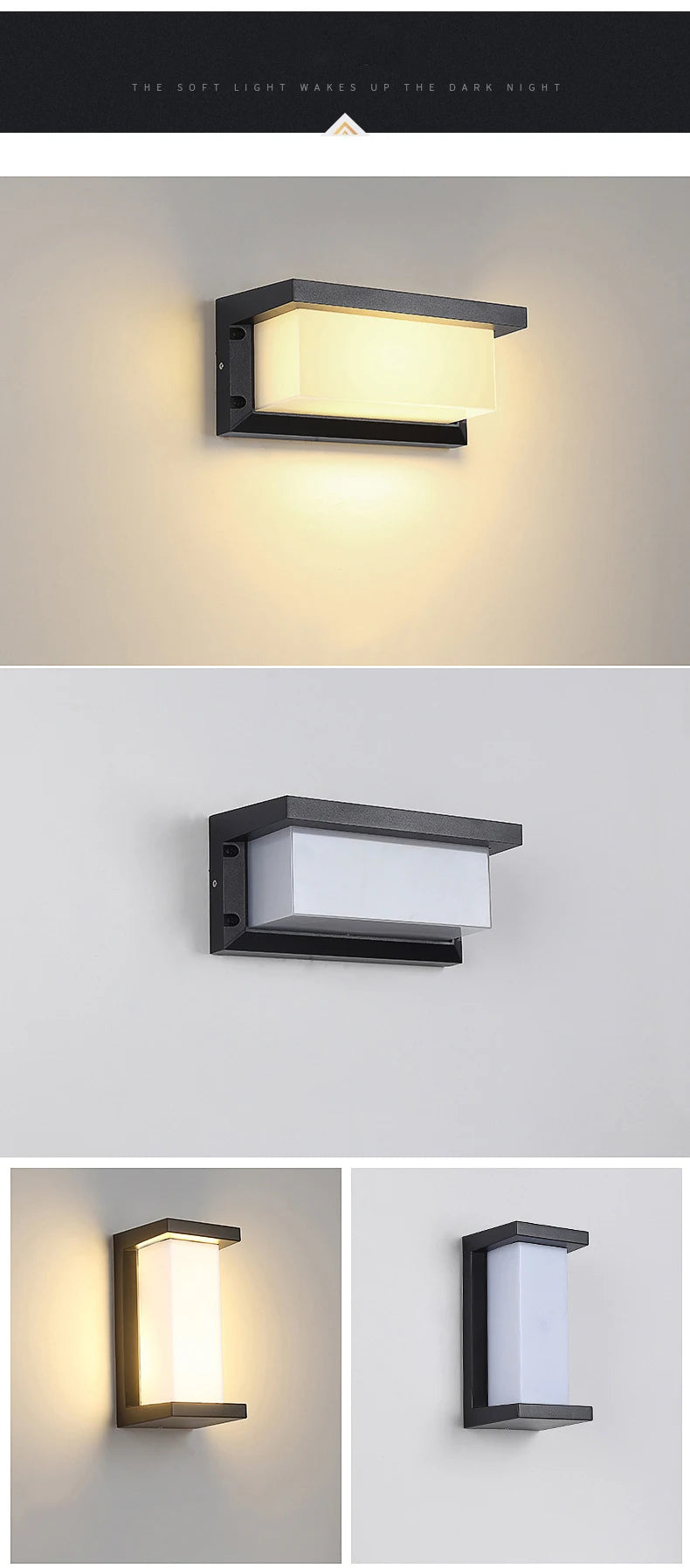 Black Motion Sensor LED Wall Light