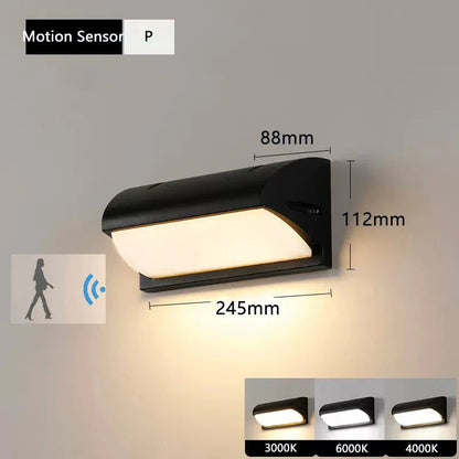 Black Motion Sensor LED Wall Light