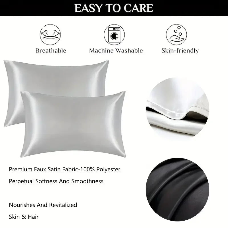 Black Pure Silk Satin Pillowcases