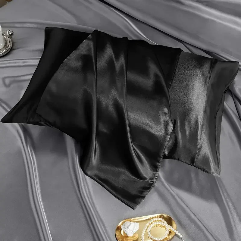 Black Pure Silk Satin Pillowcases