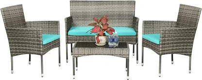 Black Rattan 4-Piece Outdoor Furniture Set