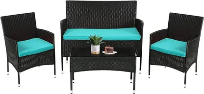 Black Rattan 4-Piece Outdoor Furniture Set