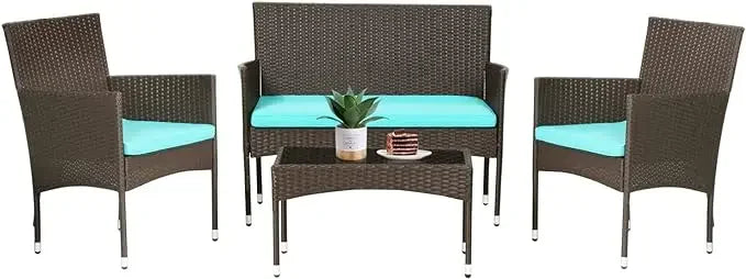 Black Rattan 4-Piece Outdoor Furniture Set