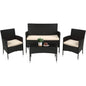 Black Rattan 4-Piece Outdoor Furniture Set