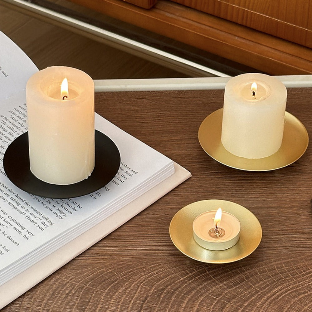 Black Round Plate Candle Holder