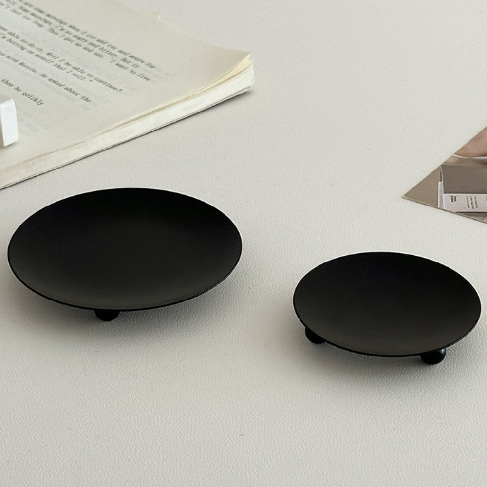 Black Round Plate Candle Holder