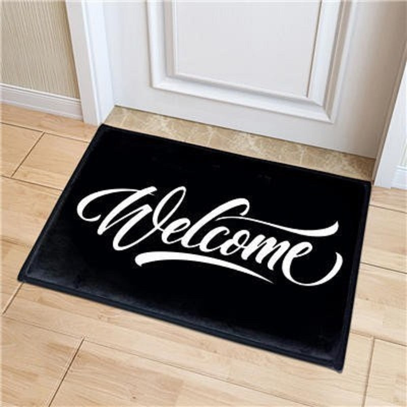 Black White Anti-Slip Welcome Mat