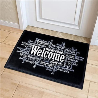 Black White Anti-Slip Welcome Mat