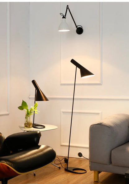 Black White E27 Corner Floor Lamp