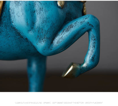 Blue Resin Horse Sculpture Decor