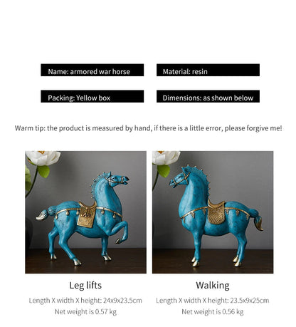 Blue Resin Horse Sculpture Decor