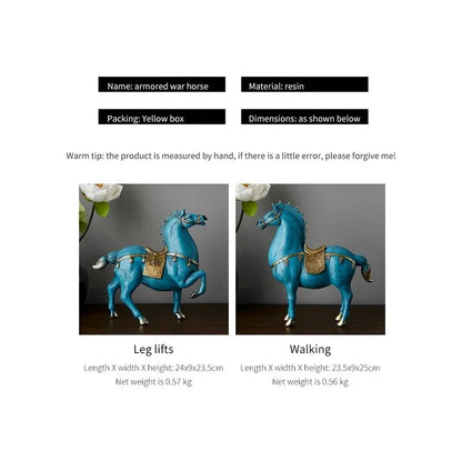 Blue Resin Horse Sculpture Decor