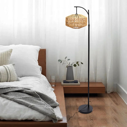 Bohemian Rattan LED Floor Lamp