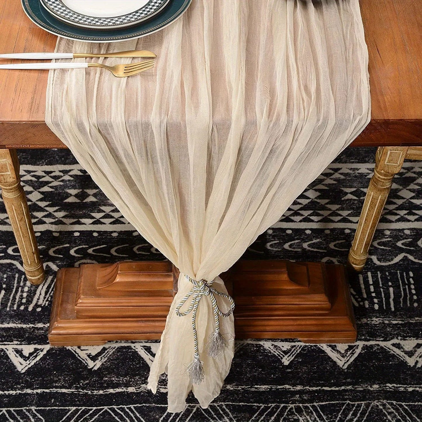 Boho Cheesecloth Table Runner 1pc