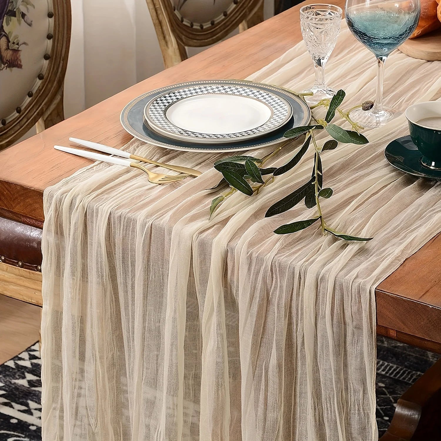 Boho Cheesecloth Table Runner 1pc