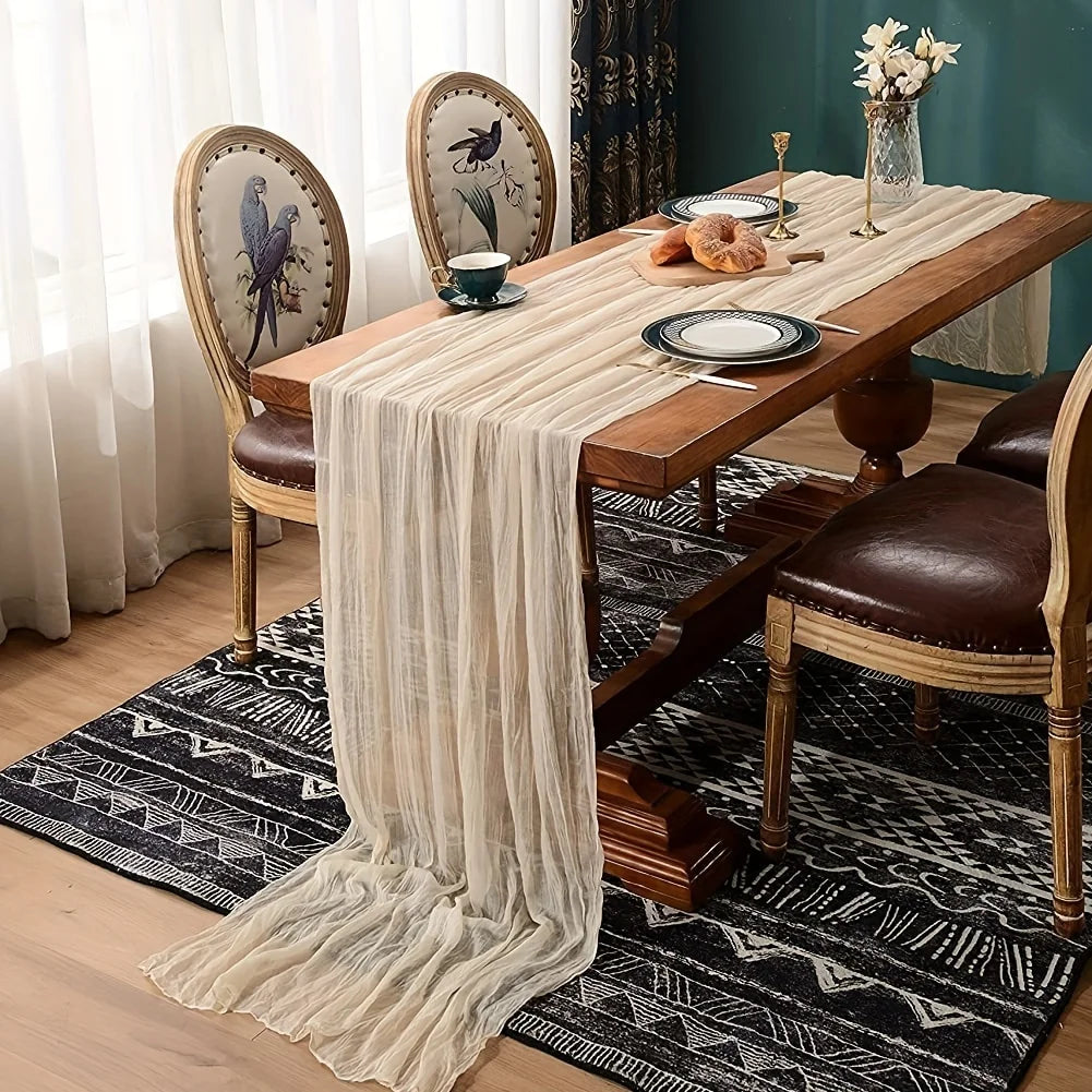 Boho Cheesecloth Table Runner 1pc