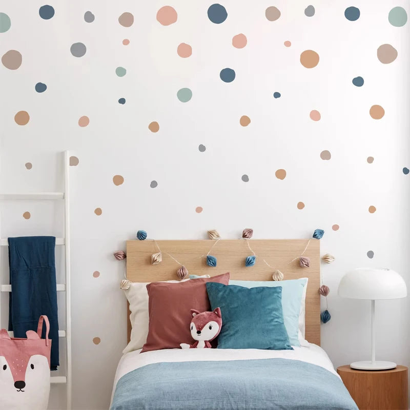 Boho Colourful Polka Dot Wall Stickers