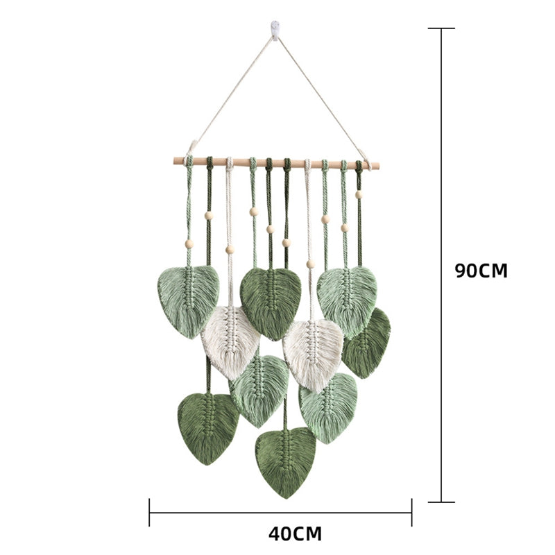 Boho Green Leaf Macrame Wall Hanging