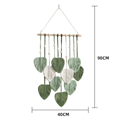 Boho Green Leaf Macrame Wall Hanging