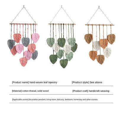 Boho Green Leaf Macrame Wall Hanging