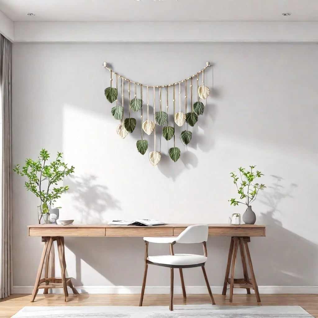 Boho Macrame Leaf Tapestry Wall Art