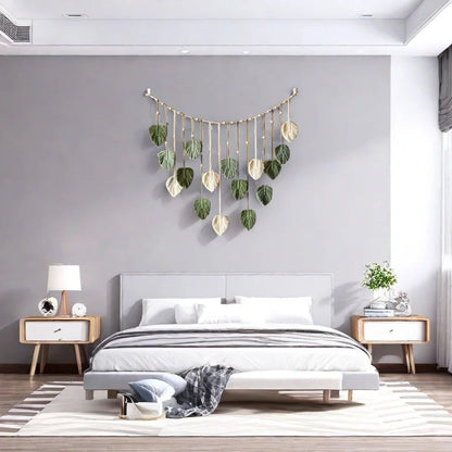 Boho Macrame Leaf Tapestry Wall Art