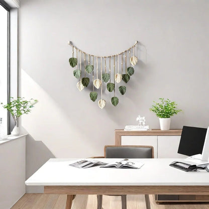 Boho Macrame Leaf Tapestry Wall Art