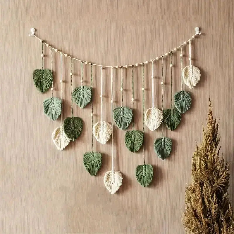 Boho Macrame Leaf Tapestry Wall Art