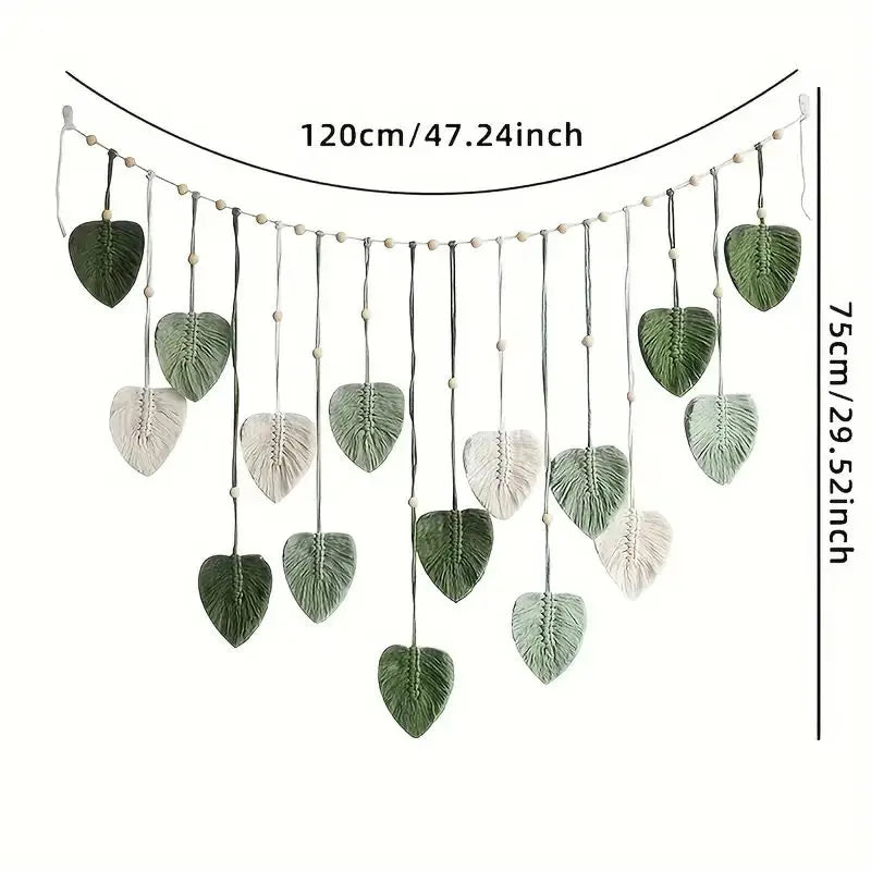 Boho Macrame Leaf Tapestry Wall Art