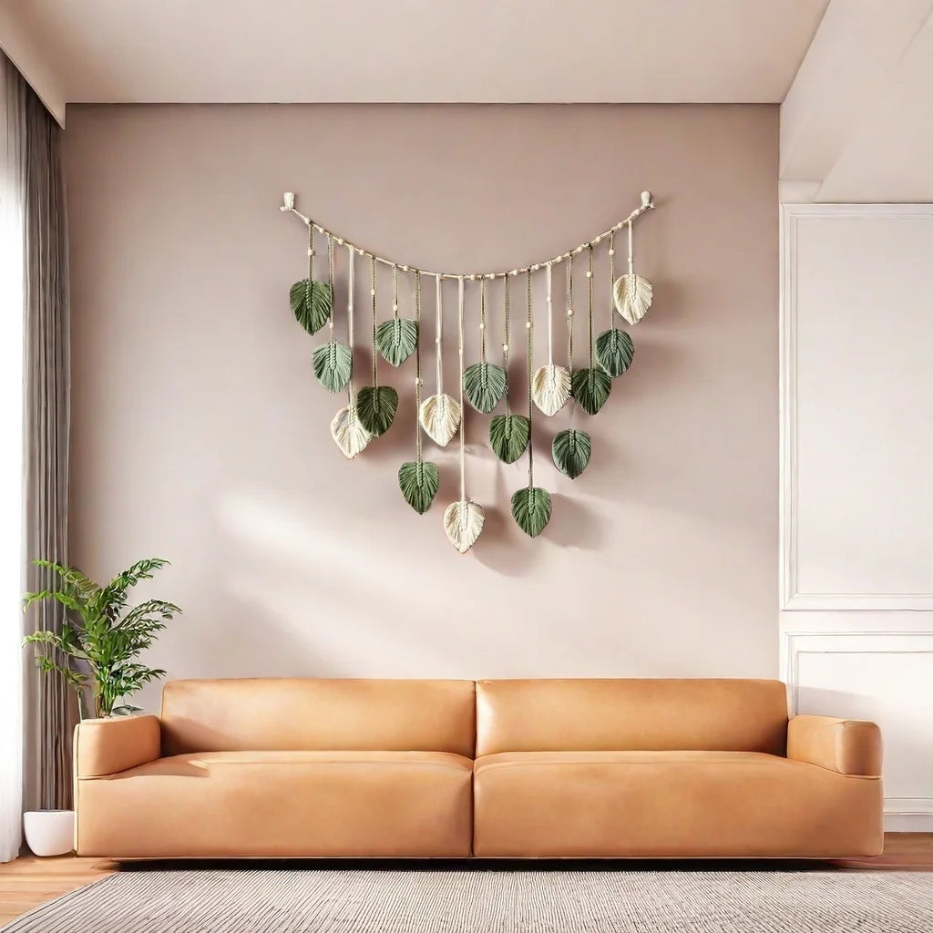 Boho Macrame Leaf Tapestry Wall Art