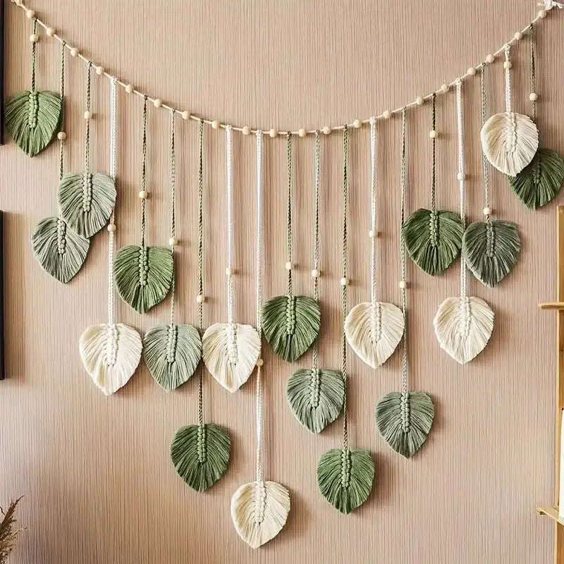 Boho Macrame Leaf Tapestry Wall Art